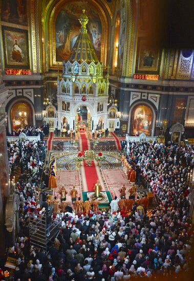 Easter service at Christ the Savior Cathedral