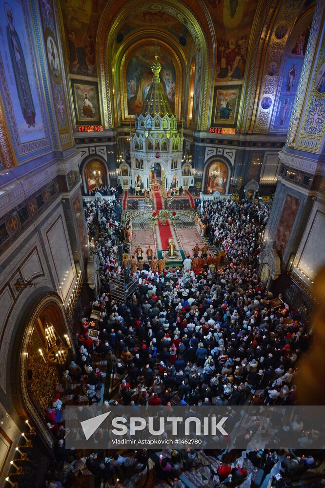 Easter service at Christ the Savior Cathedral