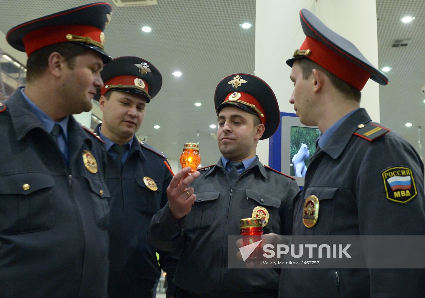 Meeting Holy Fire from Jerusalem at Vnukovo airport
