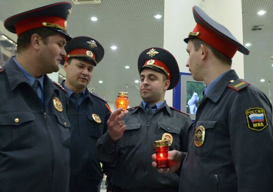 Meeting Holy Fire from Jerusalem at Vnukovo airport