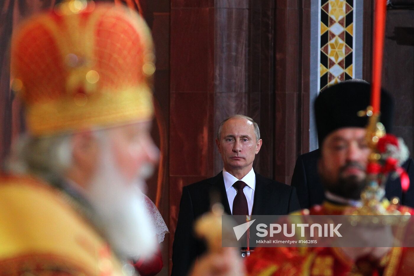 Vladimir Putin and Dmitry Medvedev attend Easter service