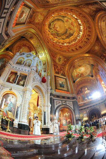 Easter service at Christ the Savior Cathedral