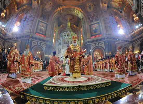 Easter service at Christ the Savior Cathedral