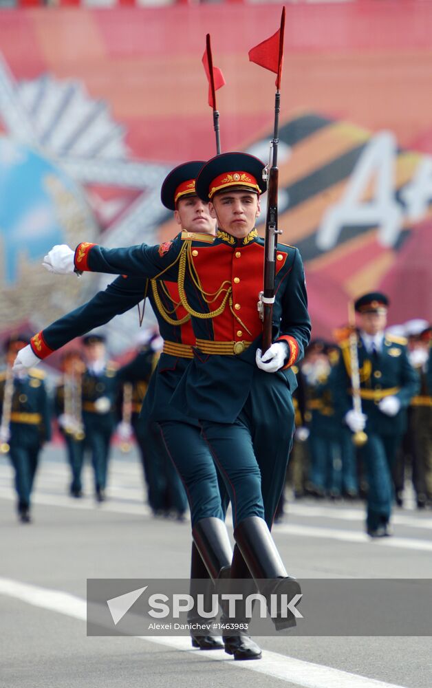 Victory Parade general rehearsal on Dvortsovaya Square
