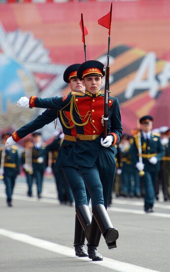 Victory Parade general rehearsal on Dvortsovaya Square