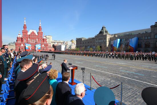 Vladimir Putin attends parade on Red Square