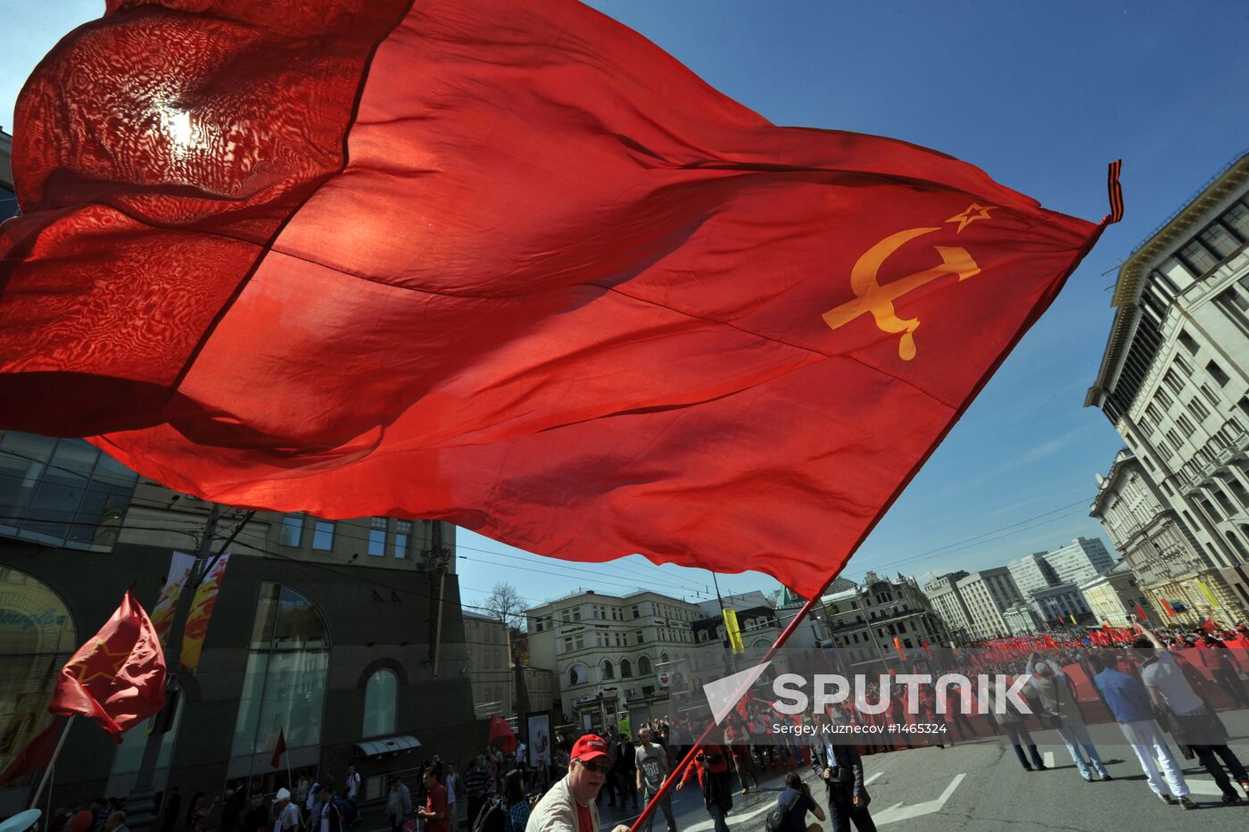 Communist Party march to celebrate USSR victory in World War II