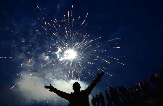 Fireworks honoring Victory Day in Veliky Novgorod