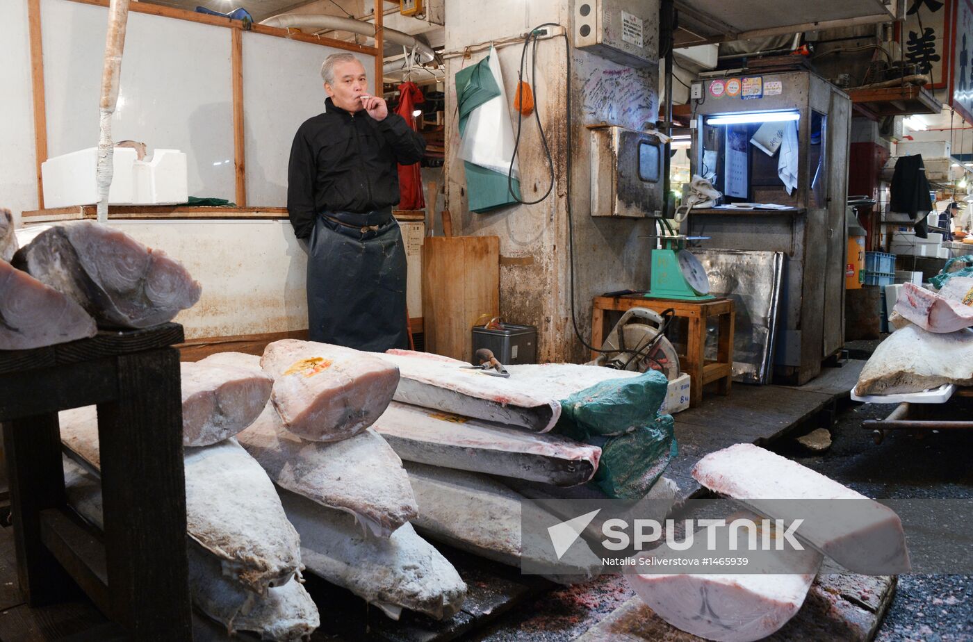 Tsukiji seafood market in Tokyo