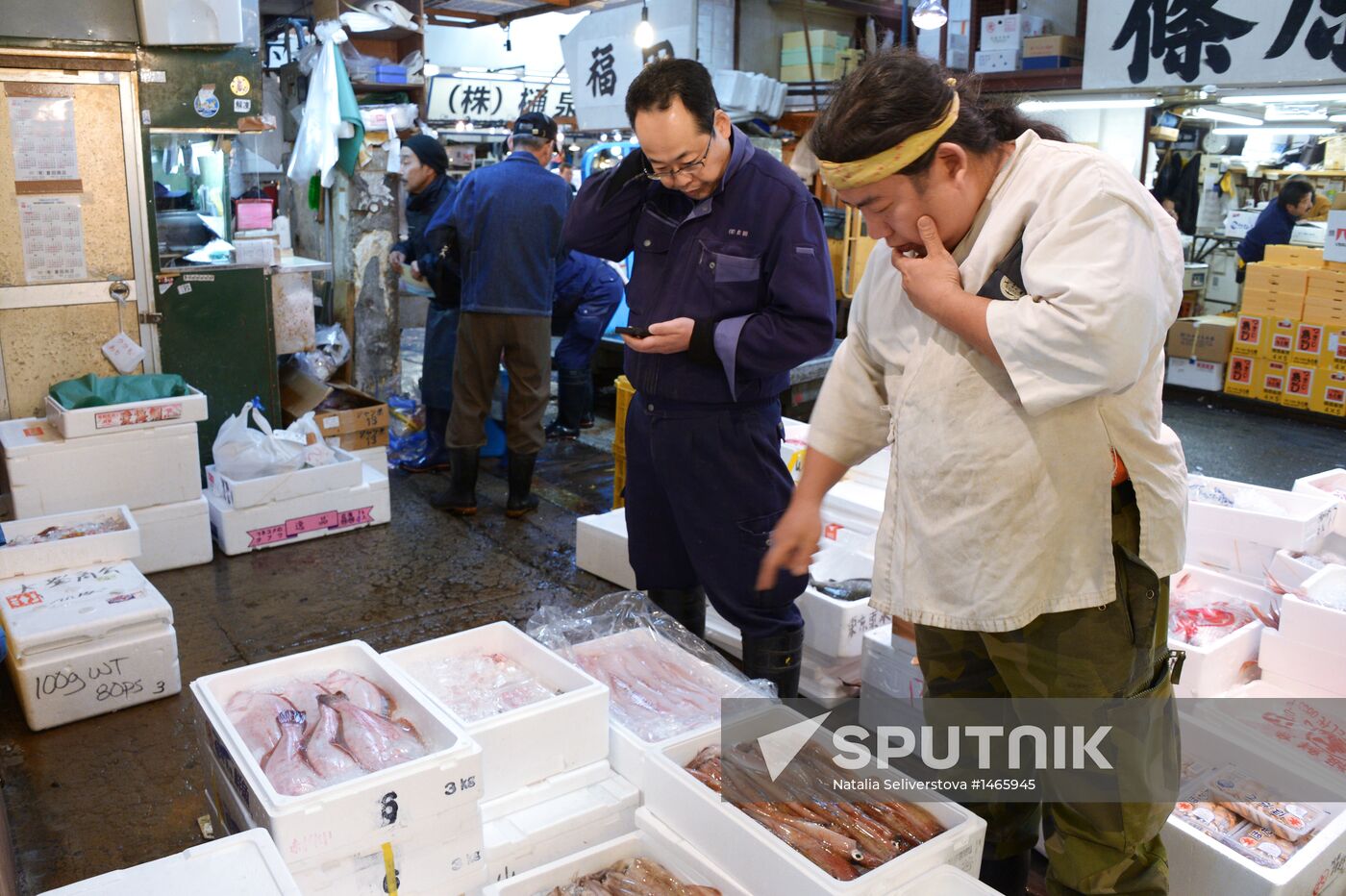 Tsukiji seafood market in Tokyo