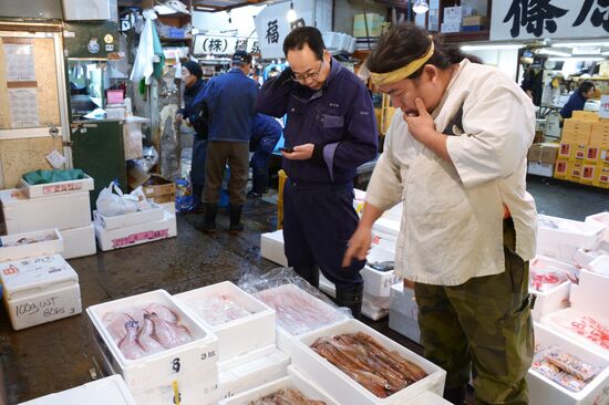 Tsukiji seafood market in Tokyo