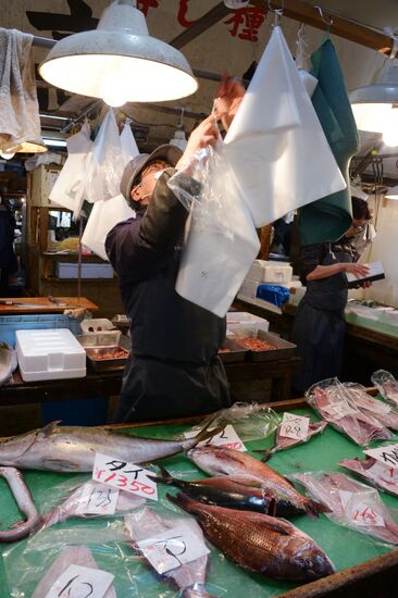 Tsukiji seafood market in Tokyo