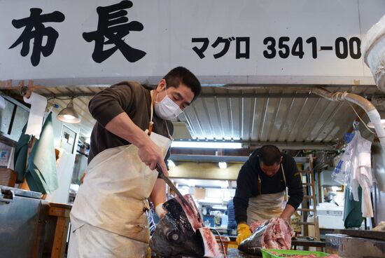 Tsukiji seafood market in Tokyo