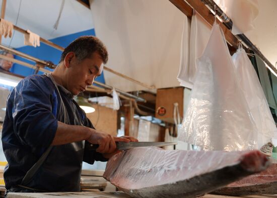 Tsukiji seafood market in Tokyo