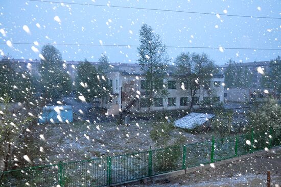 Snowfall instaed of heat in Tyva