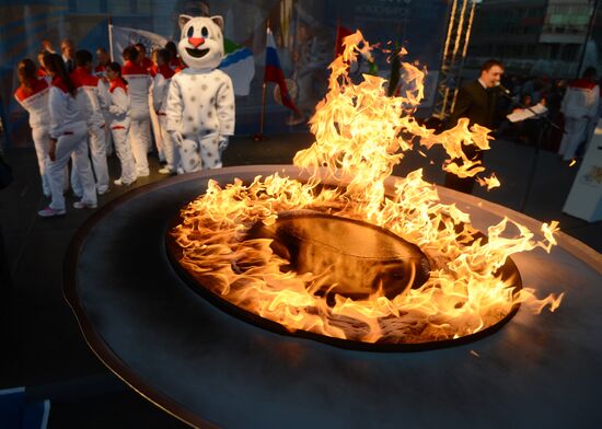 Kazan Universiade torch relay. Novosibirsk