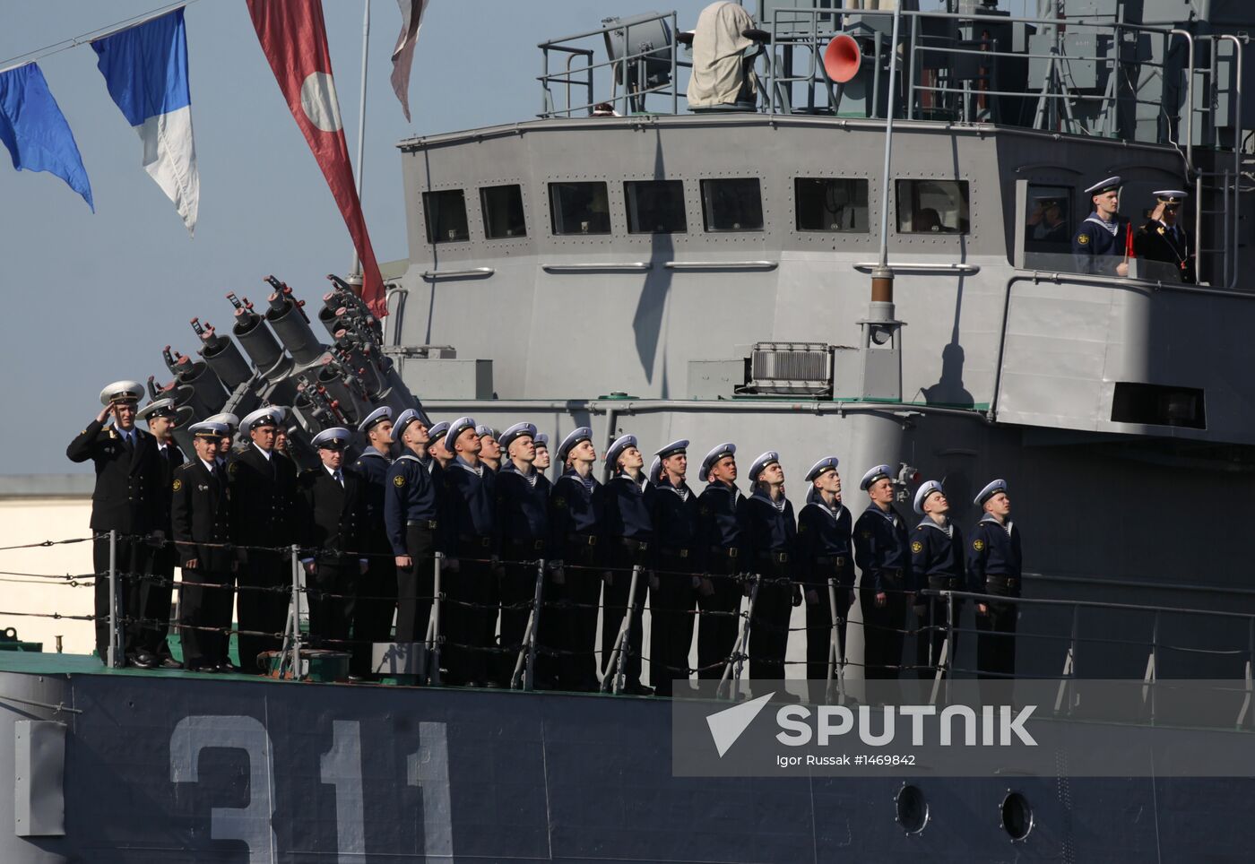 Rehearsing naval parade in Kronstadt