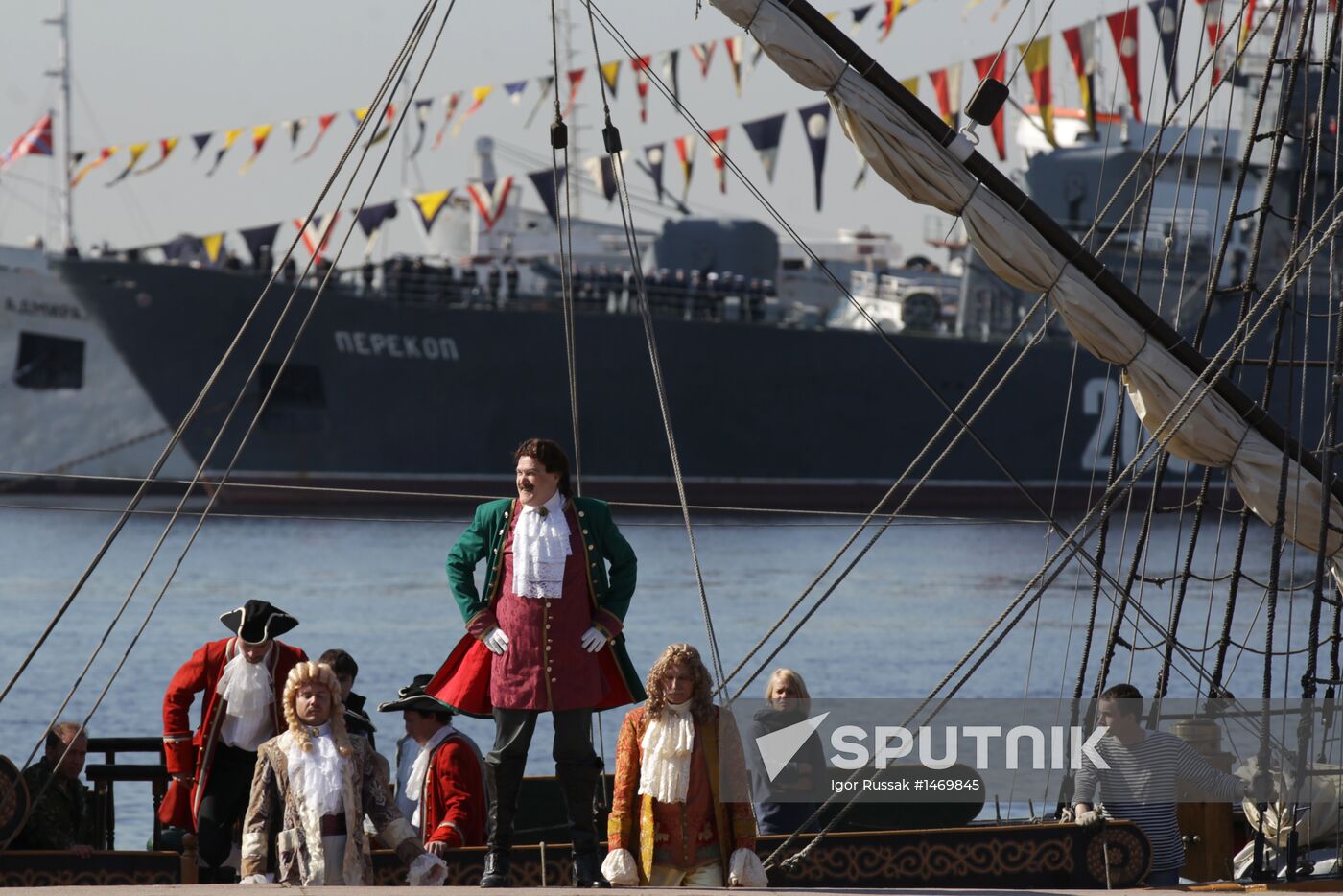 Rehearsing naval parade in Kronstadt