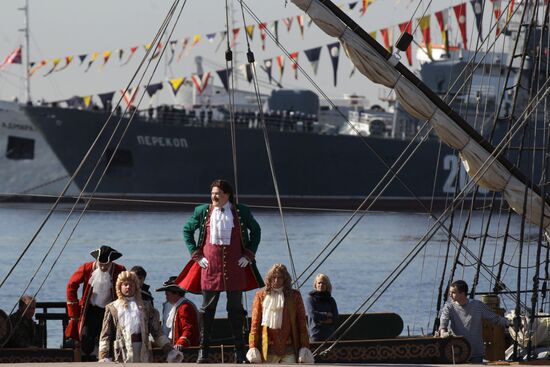 Rehearsing naval parade in Kronstadt