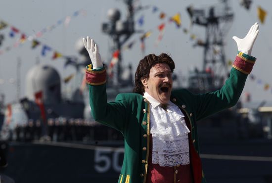 Rehearsing naval parade in Kronstadt