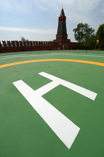 Helicopter pad in Kremlin ready for Russian President's flights