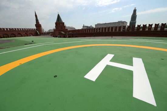 Helicopter pad in Kremlin ready for Russian President's flights