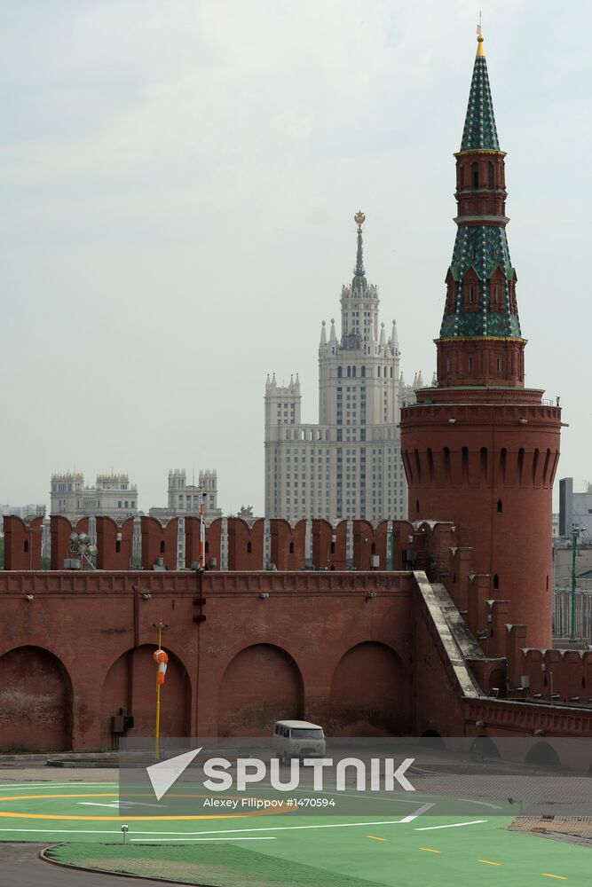 Helicopter pad in Kremlin ready for Russian President's flights