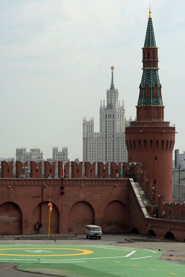 Helicopter pad in Kremlin ready for Russian President's flights