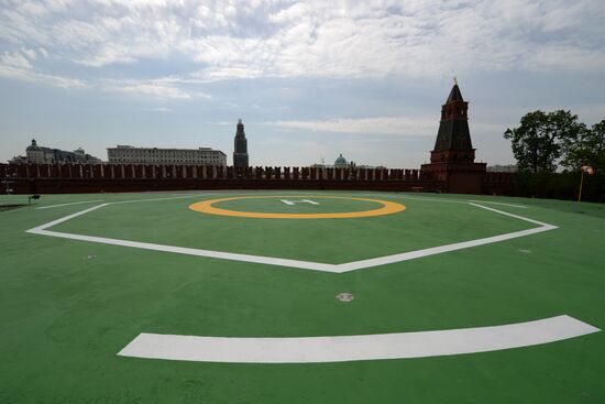 Helicopter pad in Kremlin ready for Russian President's flights