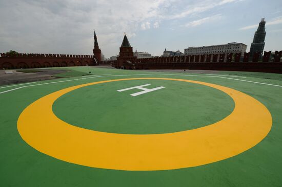 Helicopter pad in Kremlin ready for Russian President's flights