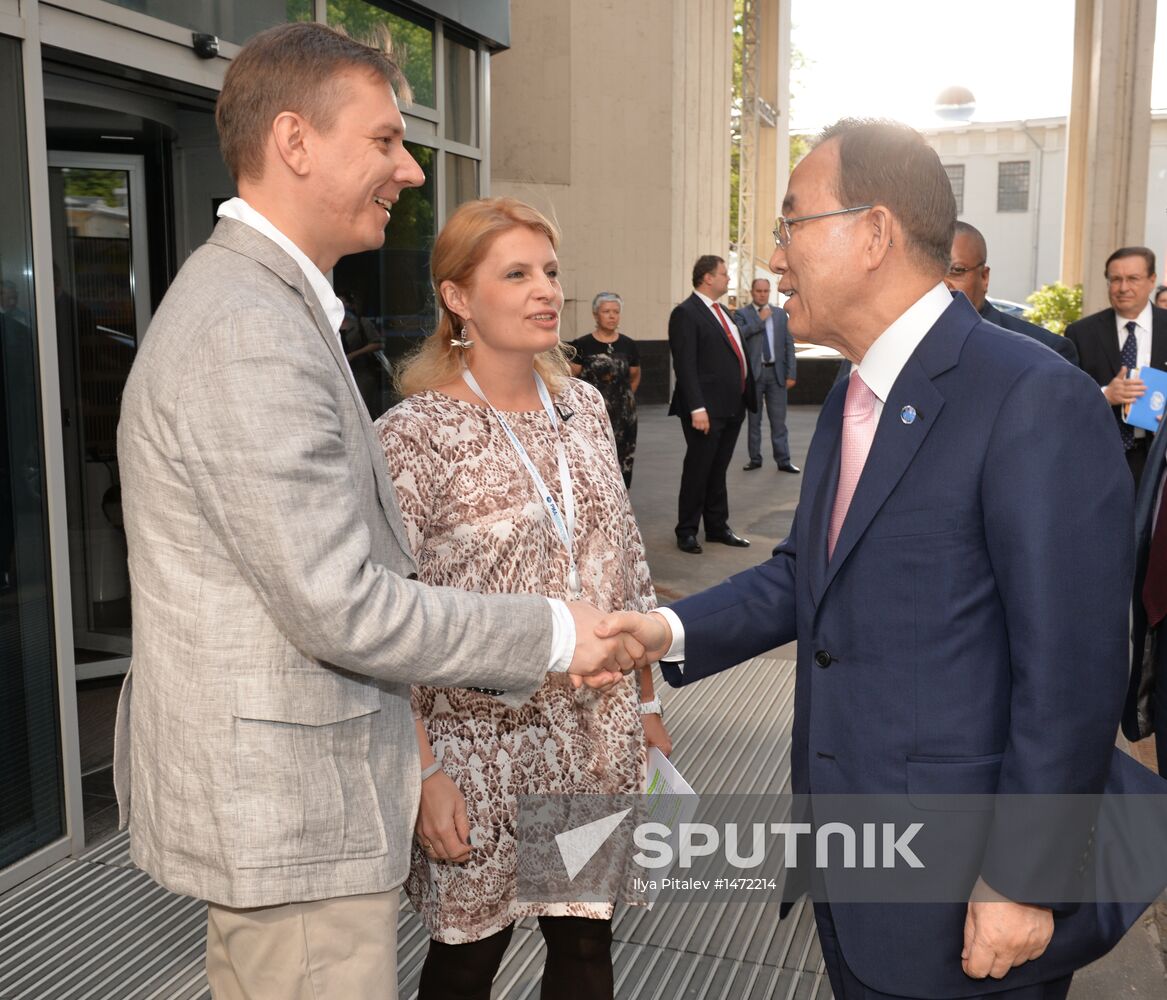 UN Secretary-General Ban Ki-moon visits RIA Novosti