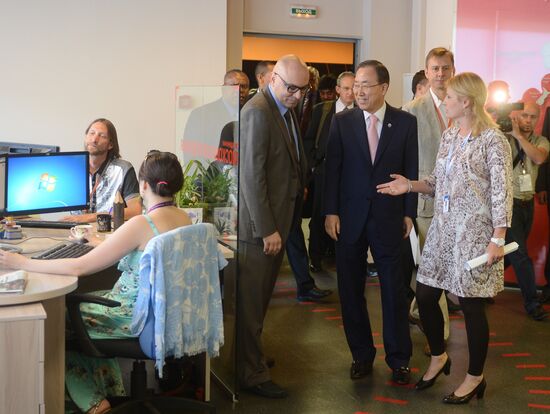 UN Secretary-General Ban Ki-moon visits RIA Novosti