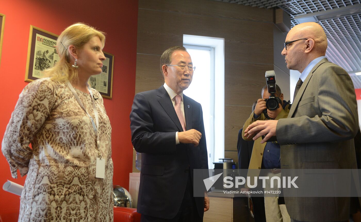UN Secretary-General Ban Ki-moon visits RIA Novosti