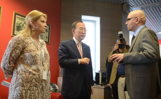 UN Secretary-General Ban Ki-moon visits RIA Novosti