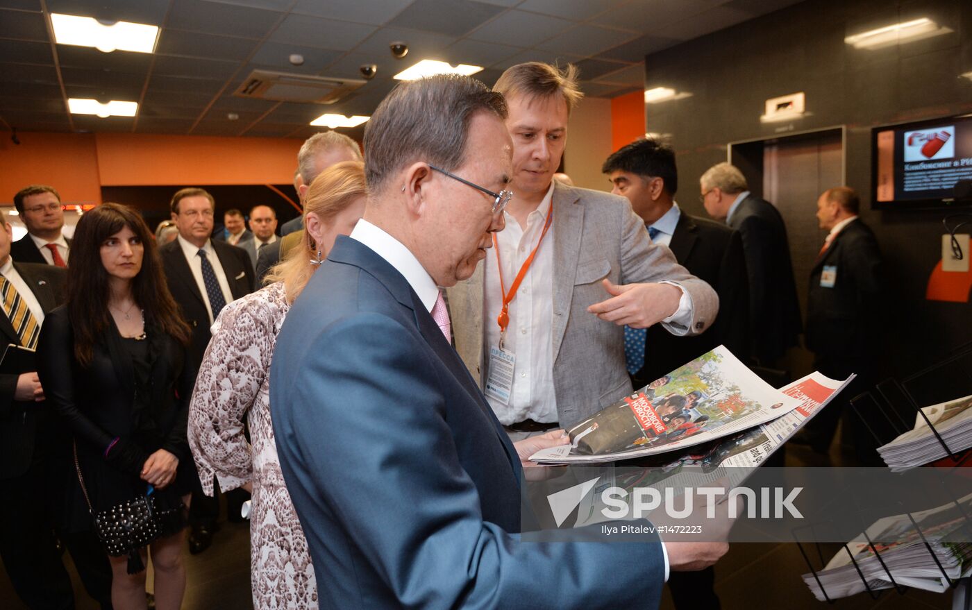 UN Secretary-General Ban Ki-moon visits RIA Novosti