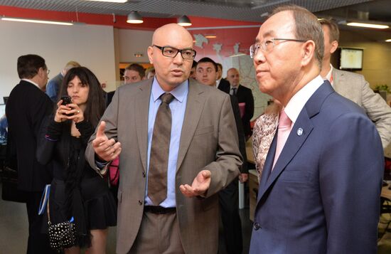 UN Secretary-General Ban Ki-moon visits RIA Novosti