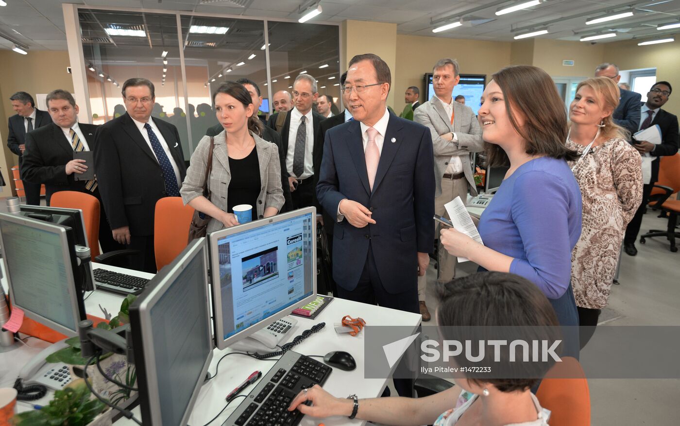 UN Secretary-General Ban Ki-moon visits RIA Novosti
