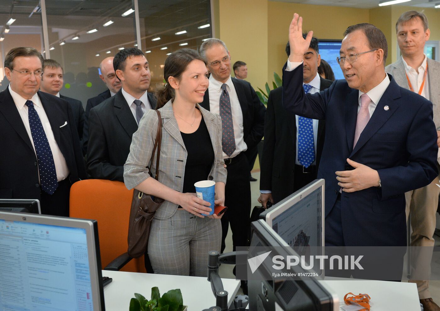 UN Secretary-General Ban Ki-moon visits RIA Novosti