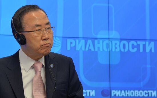 UN Secretary-General Ban Ki-moon visits RIA Novosti