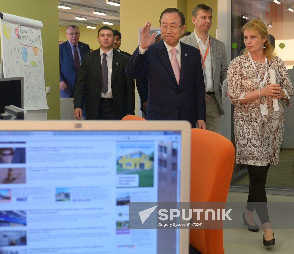 UN Secretary-General Ban Ki-moon visits RIA Novosti