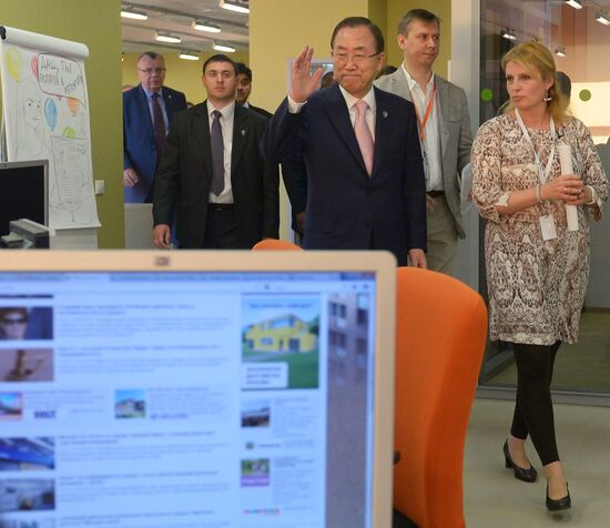 UN Secretary-General Ban Ki-moon visits RIA Novosti