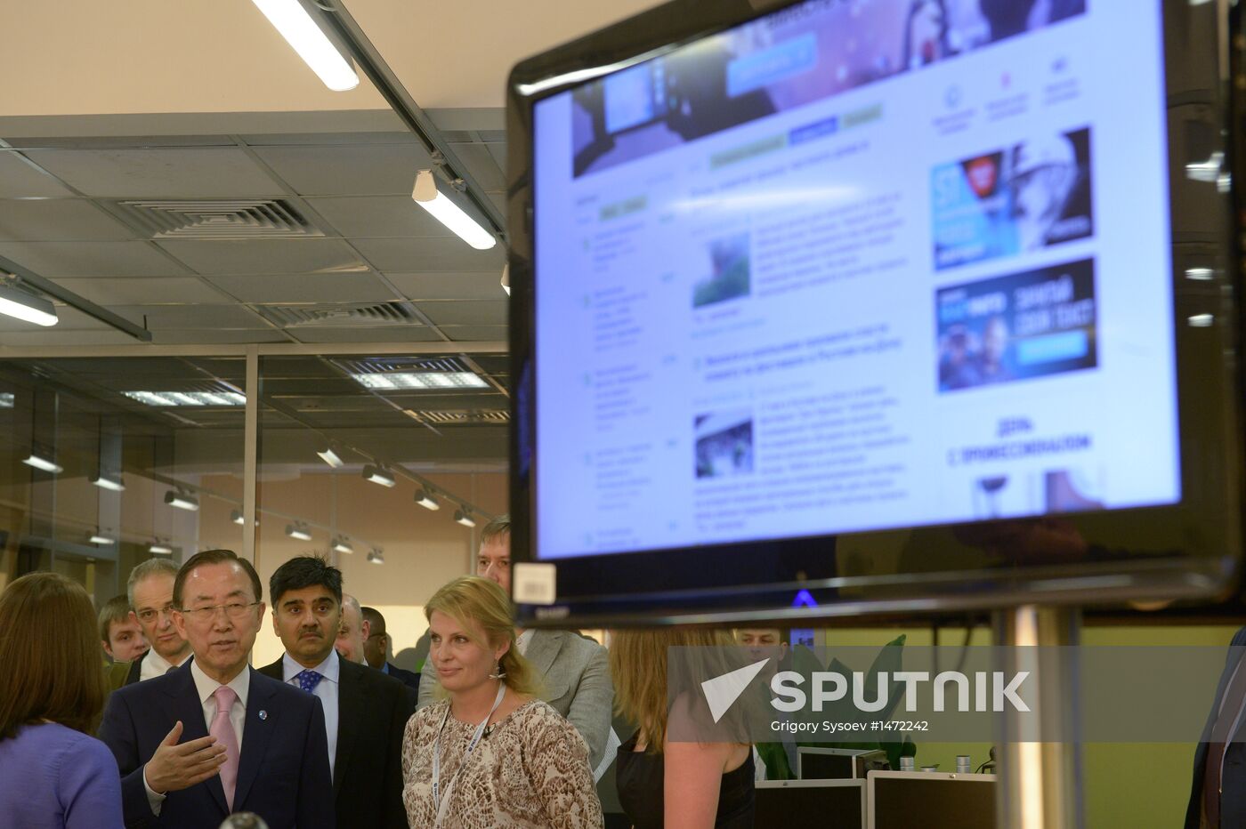 UN Secretary-General Ban Ki-moon visits RIA Novosti