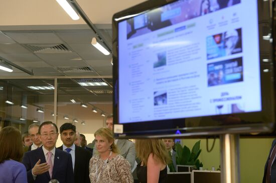 UN Secretary-General Ban Ki-moon visits RIA Novosti