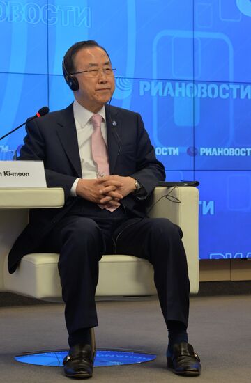 UN Secretary-General Ban Ki-moon visits RIA Novosti