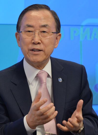 UN Secretary-General Ban Ki-moon visits RIA Novosti