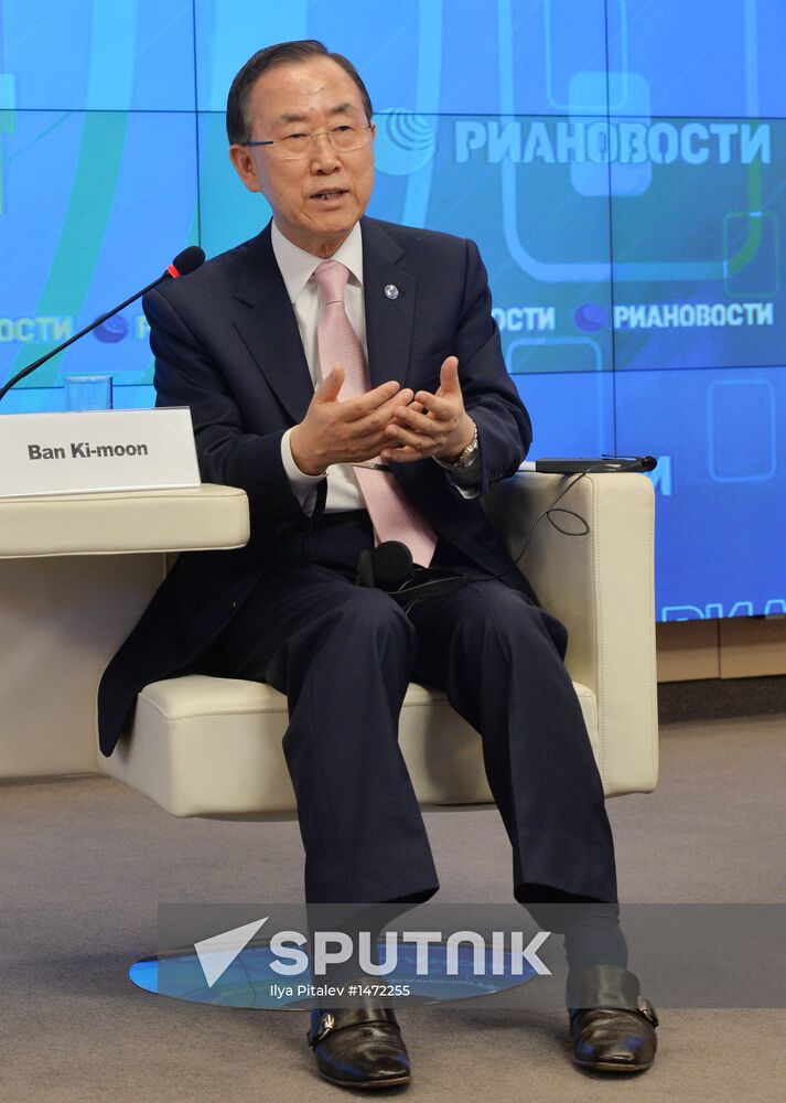 UN Secretary-General Ban Ki-moon visits RIA Novosti