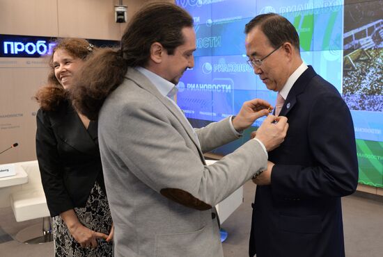 UN Secretary-General Ban Ki-moon visits RIA Novosti