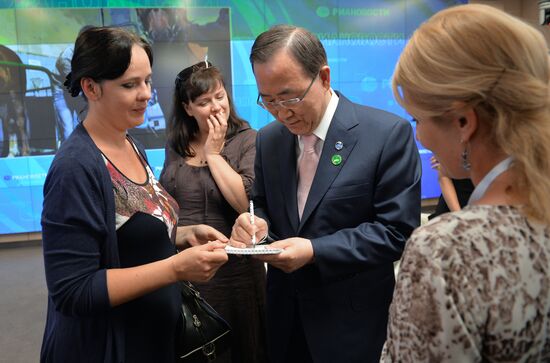 UN Secretary-General Ban Ki-moon visits RIA Novosti