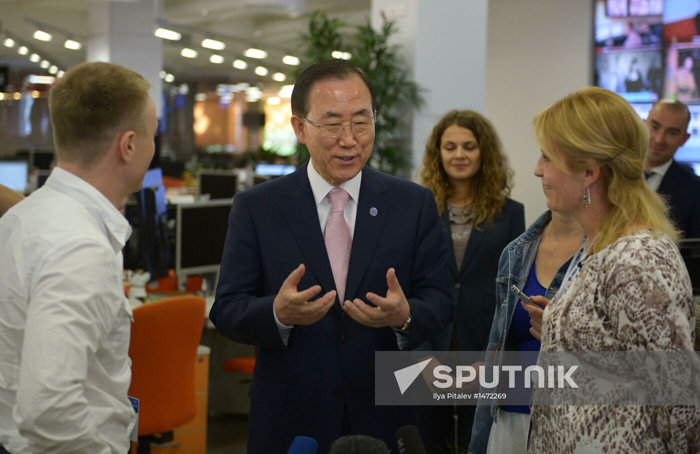 UN Secretary-General Ban Ki-moon visits RIA Novosti