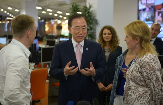 UN Secretary-General Ban Ki-moon visits RIA Novosti